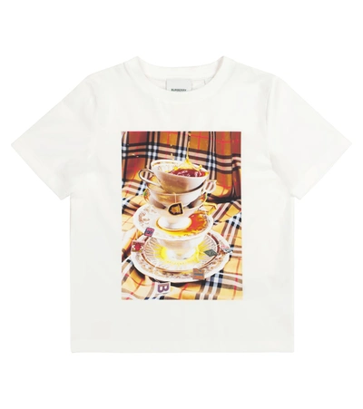 Shop Burberry Printed Cotton T-shirt In White