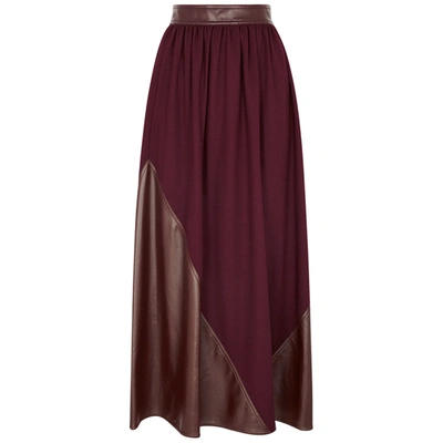 Shop Roksanda Pola Bordeaux Panelled Wool Maxi Skirt In Dark Red