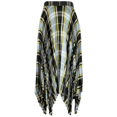 Shop Tory Burch Sunburst Checked Pleated Silk Midi Skirt In Multicoloured