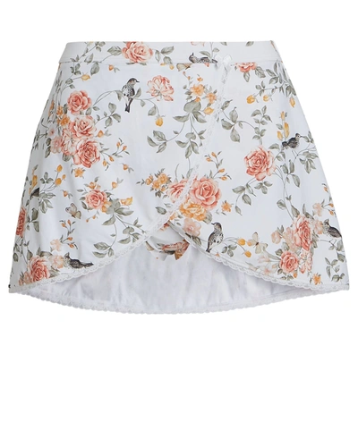 Shop Weworewhat Floral Toile Skirt Bikini Bottoms In Light Blue