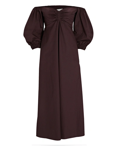 Shop A.l.c Lisbeth Off-the-shoulder Maxi Dress In Brown