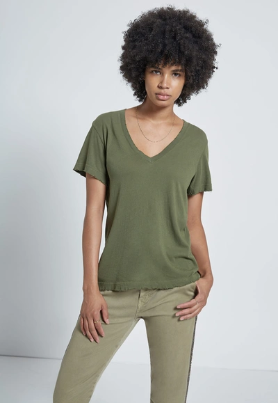 Shop Current Elliott The Perfect V Tee In Army Green With Destroy