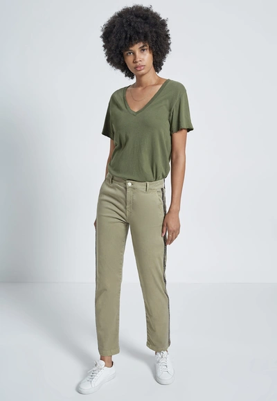 Shop Current Elliott The Perfect V Tee In Army Green With Destroy