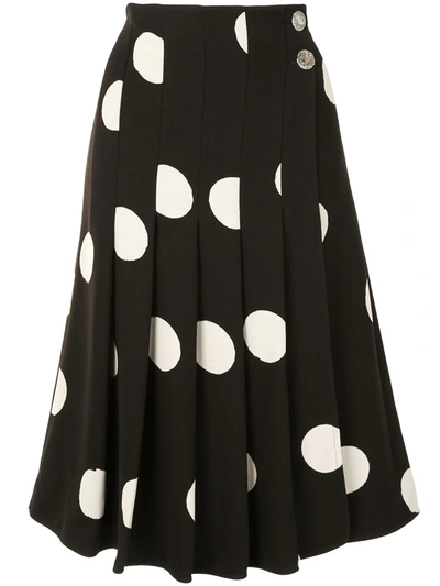 Shop Proenza Schouler Polka-dot Pleated Skirt In Black