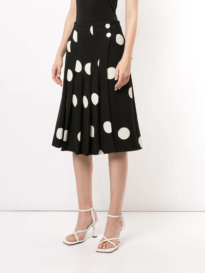 Shop Proenza Schouler Polka-dot Pleated Skirt In Black
