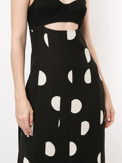 Cutout Polka dot Crepe Midi Dress In Black