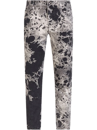 Shop Dolce & Gabbana Foliage-print Skinny Jeans In Black