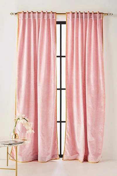 Shop Anthropologie Adelina Velvet Curtain By  In Orange Size 50x84