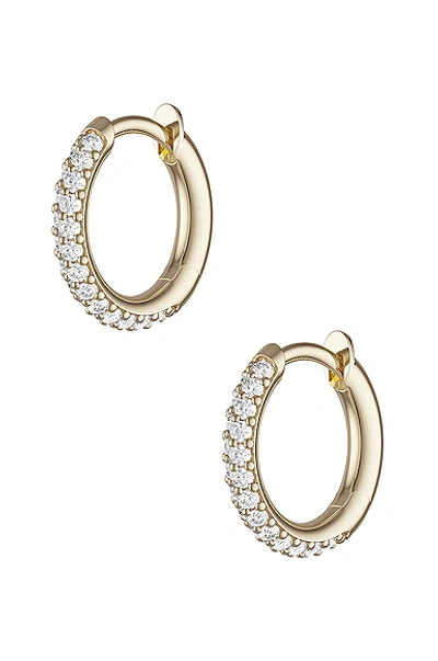 Shop Spinelli Kilcollin Micro Hoop Pave Earrings In 18k Yellow Gold