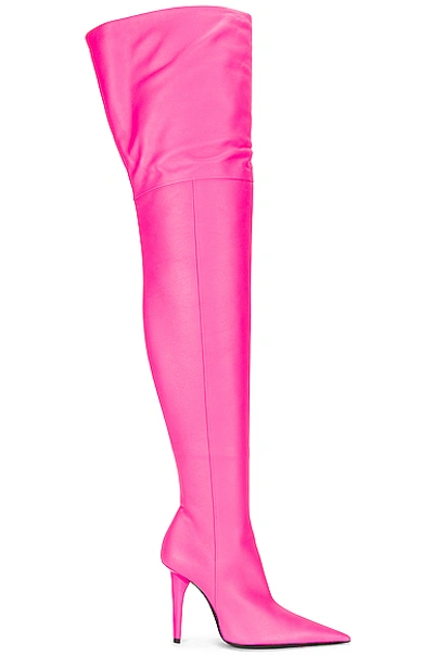 Shop Balenciaga Knife Shark Over The Knee Boots In Fluo Pink