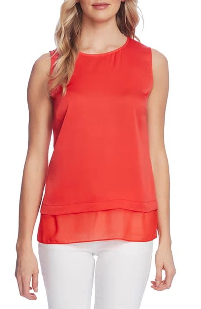 Shop Vince Camuto Rumple Hem Sleeveless Top In Bright Ladybug