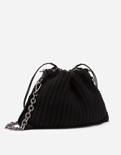 Shop Dolce & Gabbana Knit Crossbody Bag In Black