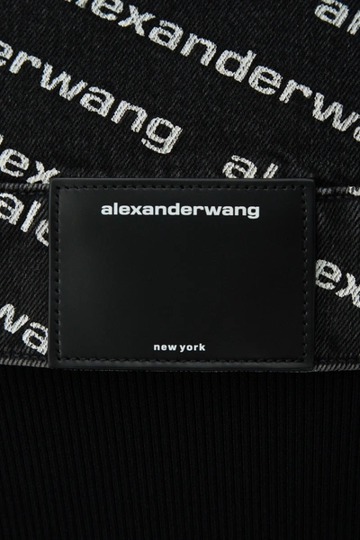 Shop Alexander Wang Falling Back Logo Jacket In Dark Denim In Grey Aged/white
