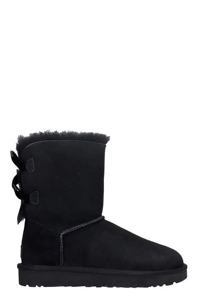 Shop Ugg Bailey Bow Ii Low Heels Ankle Boots In Black Suede