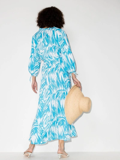 Shop Melissa Odabash Blue Gabby Printed Wrap Midi Dress
