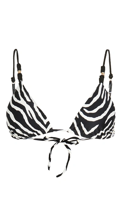 Shop Vix Swimwear Florella Black Trim Roll Tri Bikini Top In Multi