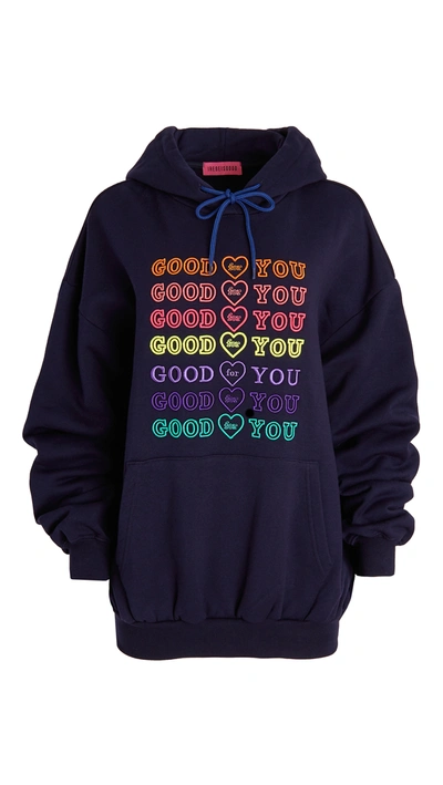 Ireneisgood Slogan Print Hoodie In Navy