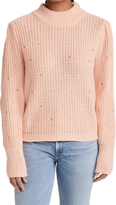 Shop English Factory Dot Embroidered Sweater In Pink