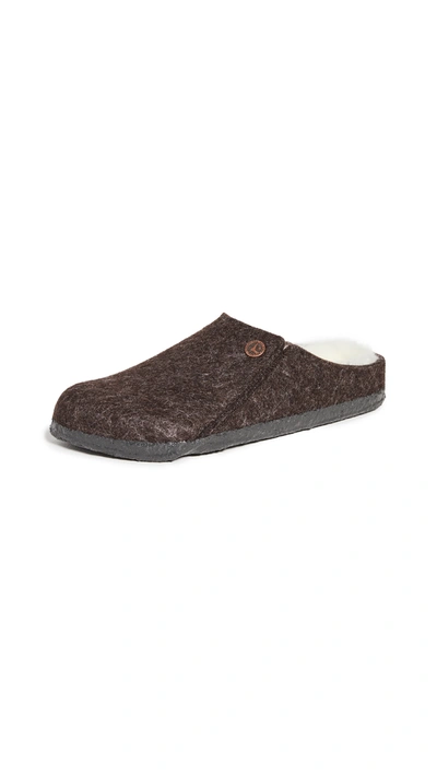 Shop Birkenstock Zermatt Shearling Flats In Mocha