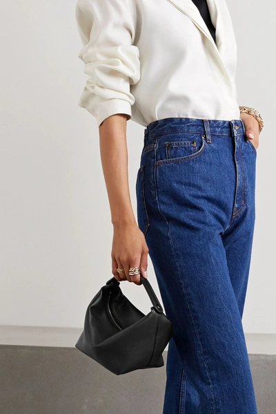 The Row Les Bains Mini Leather Tote In Black ModeSens
