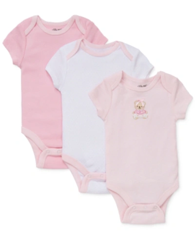 Shop Little Me Baby Girls Sweet Bear Bodysuits 3-pack In Pink Multi