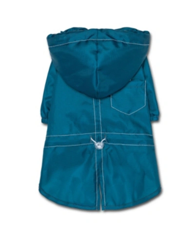 Shop Touchdog Split-vent Designer Water-resistant Dog Raincoat X-large In Blue