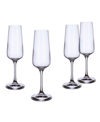 Shop Villeroy & Boch Ovid Flute Champagne Glass, Set Of 4 In Clear