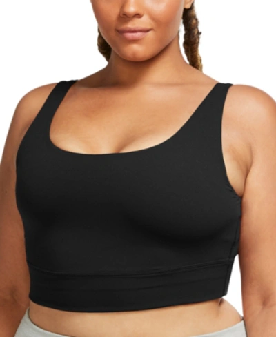 Shop Nike Yoga Plus Size Luxe Women's Infinalon Cropped Tank Top In Black/dark Smoke Grey