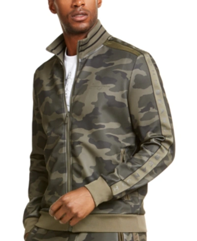 Shop Sean John Men's Logo Taping Neoprene Track Jacket In Camouflage