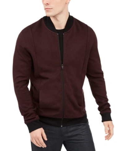 Shop Alfani Men's Zip-front Sweater Jacket, Created For Macy's In Red Port Combo