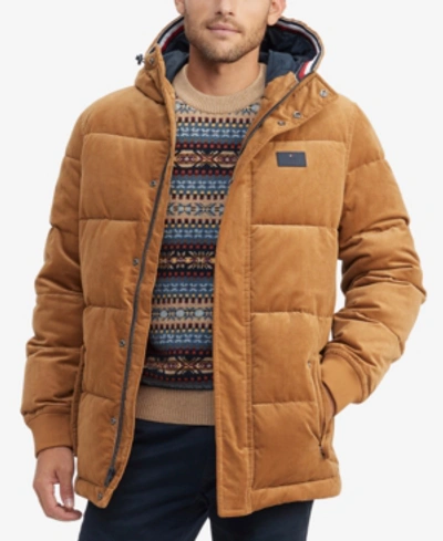 Tommy Hilfiger Men's Vance Hooded Corduroy Puffer Jacket In Cohiba Brown |  ModeSens