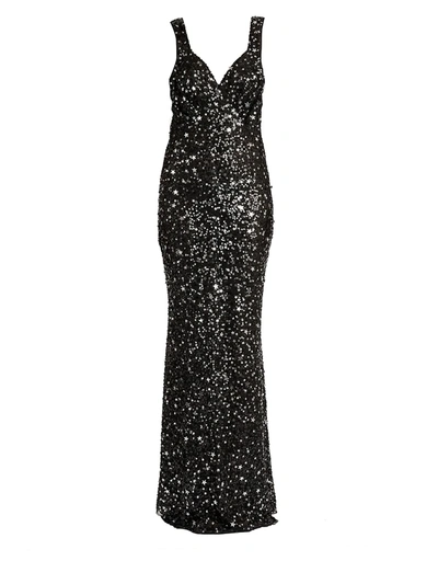 Shop Attico Women's Sequin Stars Sleeveless Gown In Black