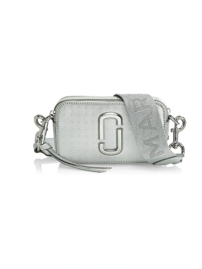 Shop The Marc Jacobs Women's The Snapshot Dtm Metallic Coated Leather Camera Bag In Silver