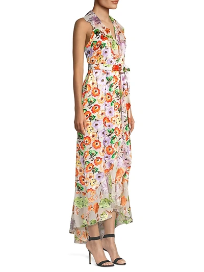 Shop Alice And Olivia Women's Evelia Asymmetric Floral Maxi Dress In Neutral