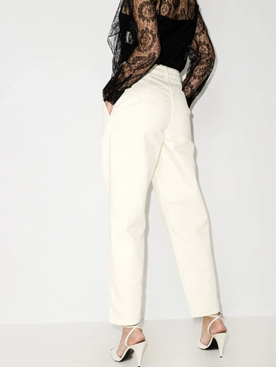 Shop Magda Butrym High Waist Tapered Cotton Trousers In White
