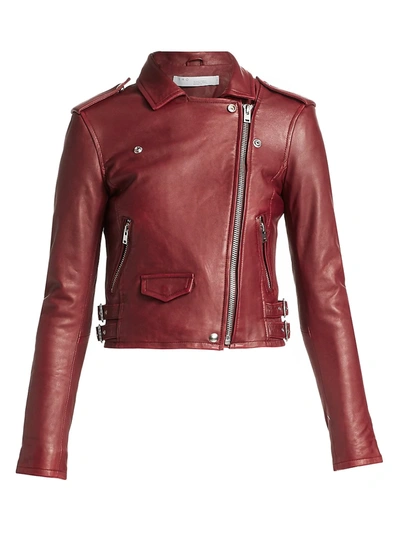 Shop Iro Women's Ashville Leather Moto Jacket In Cardinal Red