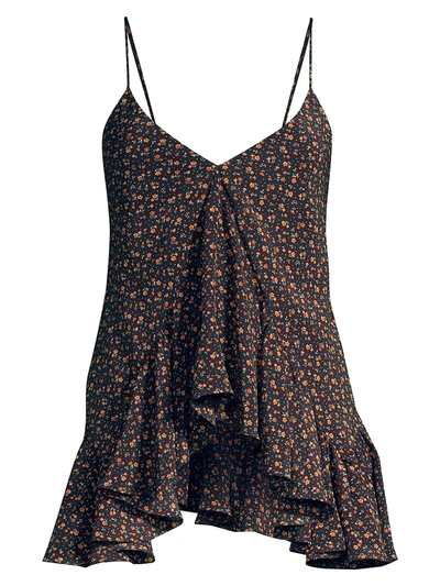 Shop Michael Kors Women's Floral Ruffle Silk Handkerchief Camisole In Auburn