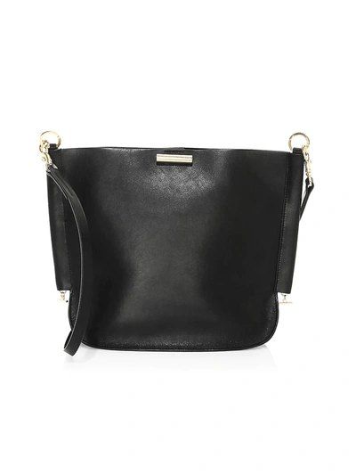 Shop Stuart Weitzman Women's Small Dorian Leather Crossbody Bag In Black