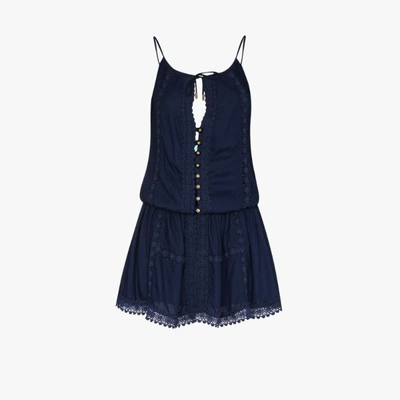 Shop Melissa Odabash Blue Chelsea Button Front Mini Dress