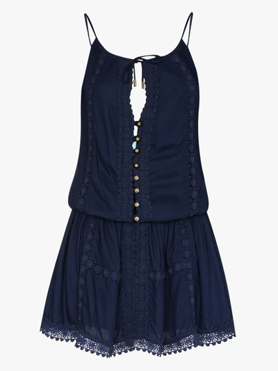 Shop Melissa Odabash Blue Chelsea Button Front Mini Dress