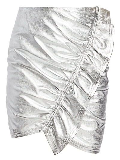 Shop A.l.c Women's Jupiter Metallic Leather Mini Skirt In Silver