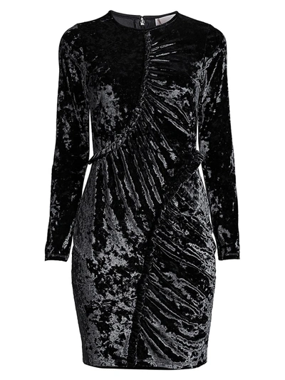Shop Michael Michael Kors Women's Velvet Ruffle Bodycon Dress In Black