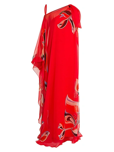 Shop Emilio Pucci Women's Heliconia Print Silk Chiffon Gown In Magenta