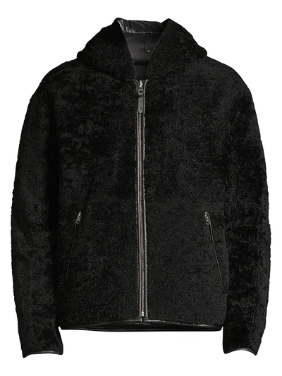 Shop Mackage Men's Bryce Reversible Down-filled Sheepskin Jacket In Black