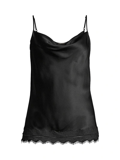 Shop Elie Tahari Jerri Lace-trim Silk Camisole Top In Black