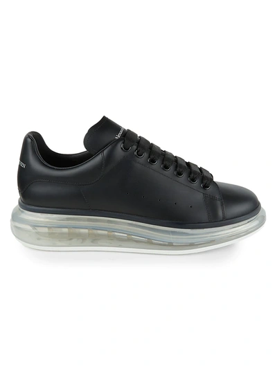 Shop Alexander Mcqueen Men's Oversized Gel Sole Leather Platform Sneakers In Black