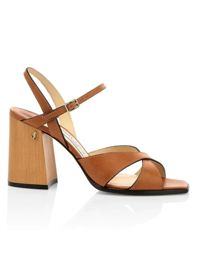 Shop Jimmy Choo Women's Joya Leather Sandals In Cuoio