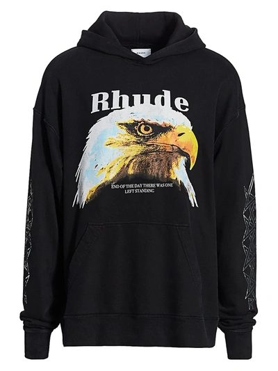 Shop Rhude Men's Bald Eagle Hoodie In Black