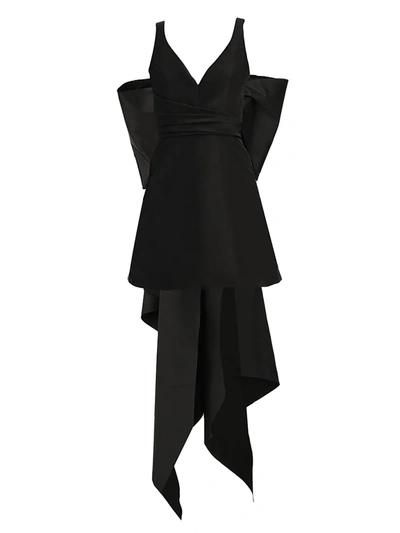 Shop Carolina Herrera Women's Mini V-neck A-line Dress In Black