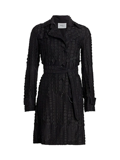 Shop Akris Punto Women's Embroidered Dot Trench Coat In Black